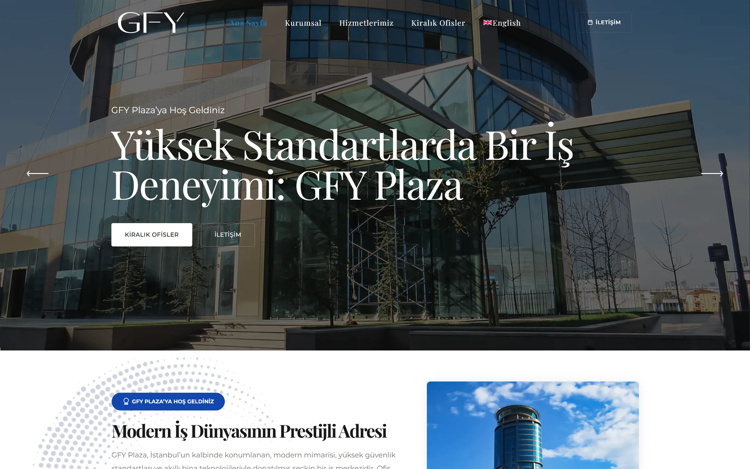Ana sayfa: plaza binasının fotoğrafı üzerinde yüksek standartlarda iş deneyimi başlığı